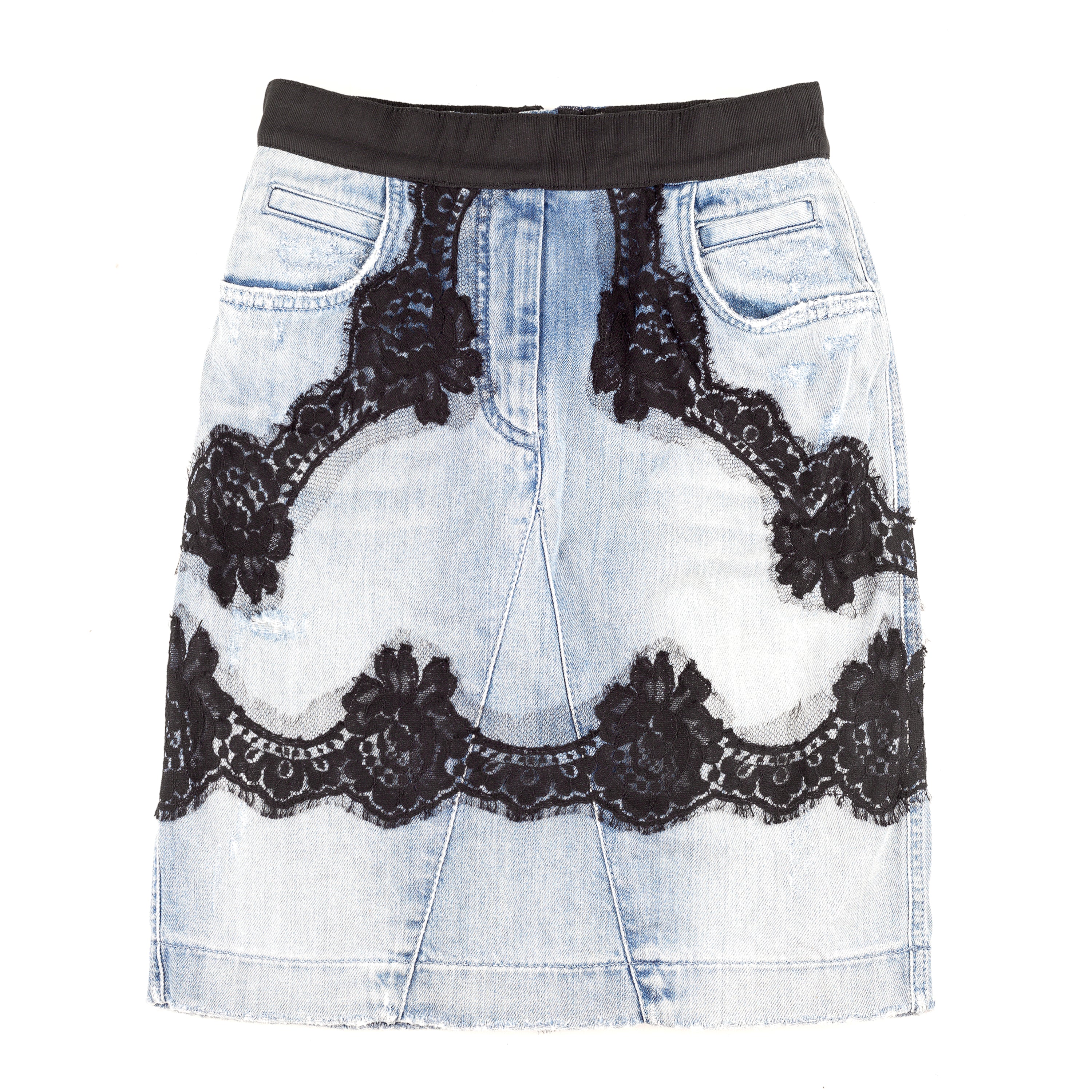 Dolce & Gabbana Vintage Midi Light Denim Skirt (XS)