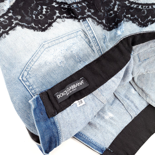 Dolce & Gabbana Vintage Midi Light Denim Skirt (XS)