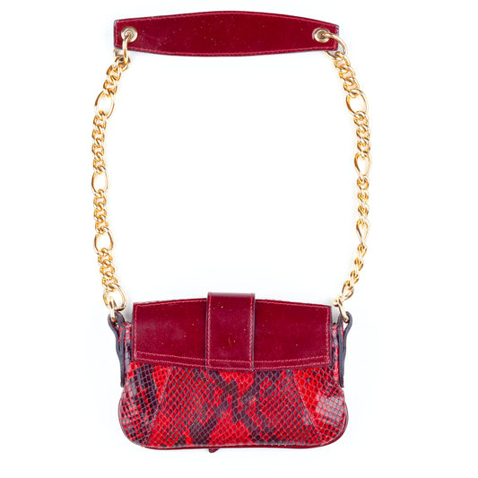 Dolce & Gabbana Vintage Red Python Patent Leather Mini Shoulder Bag