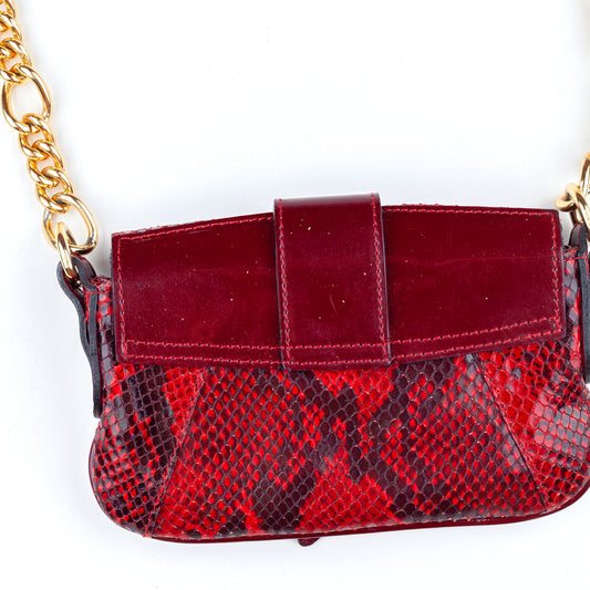 Dolce & Gabbana Vintage Red Python Patent Leather Mini Shoulder Bag