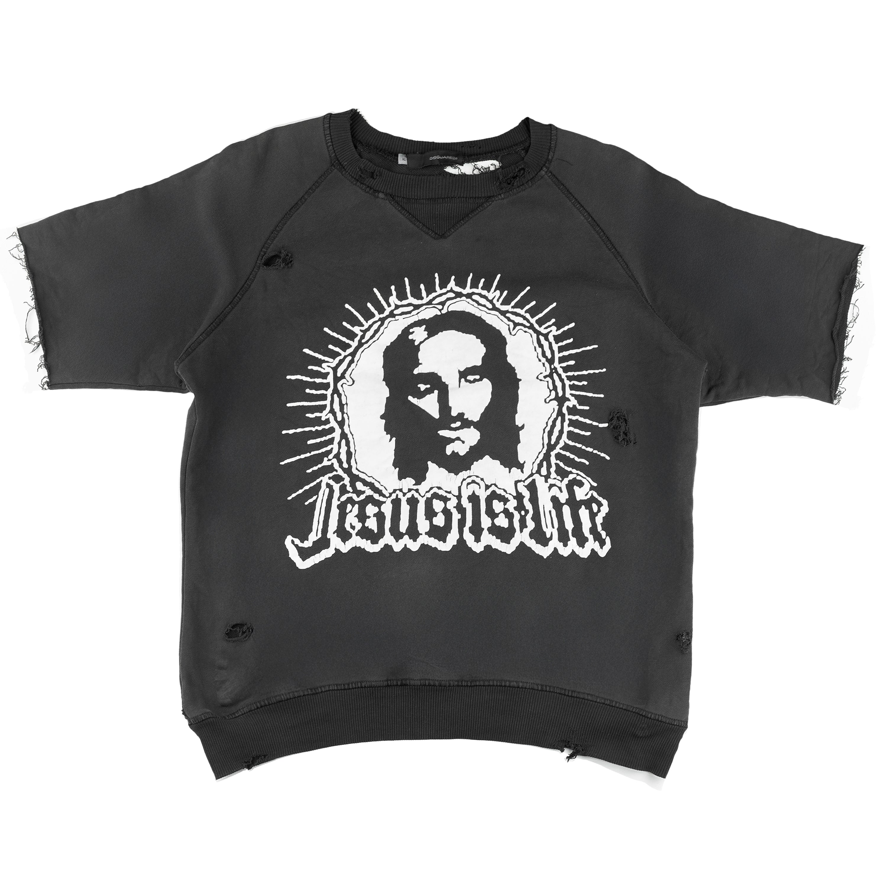 DSQUARED2 “Jesus Is Life” Vintage Black Sweatshirt Distressed Top (XL)