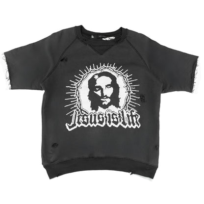 DSQUARED2 “Jesus Is Life” Vintage Black Sweatshirt Distressed Top (XL)