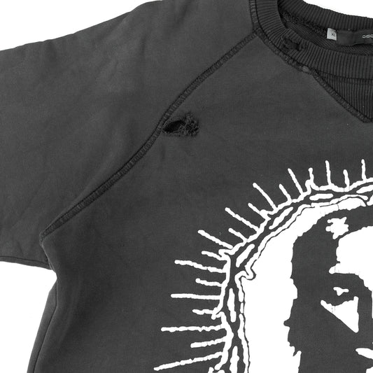 DSQUARED2 “Jesus Is Life” Vintage Black Sweatshirt Distressed Top (XL)