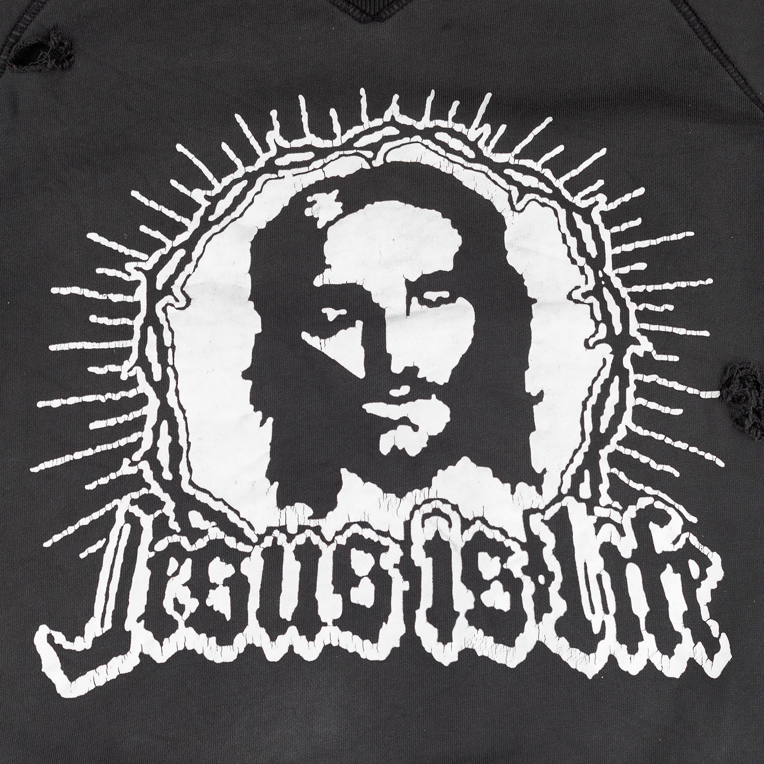 DSQUARED2 “Jesus Is Life” Vintage Black Sweatshirt Distressed Top (XL)