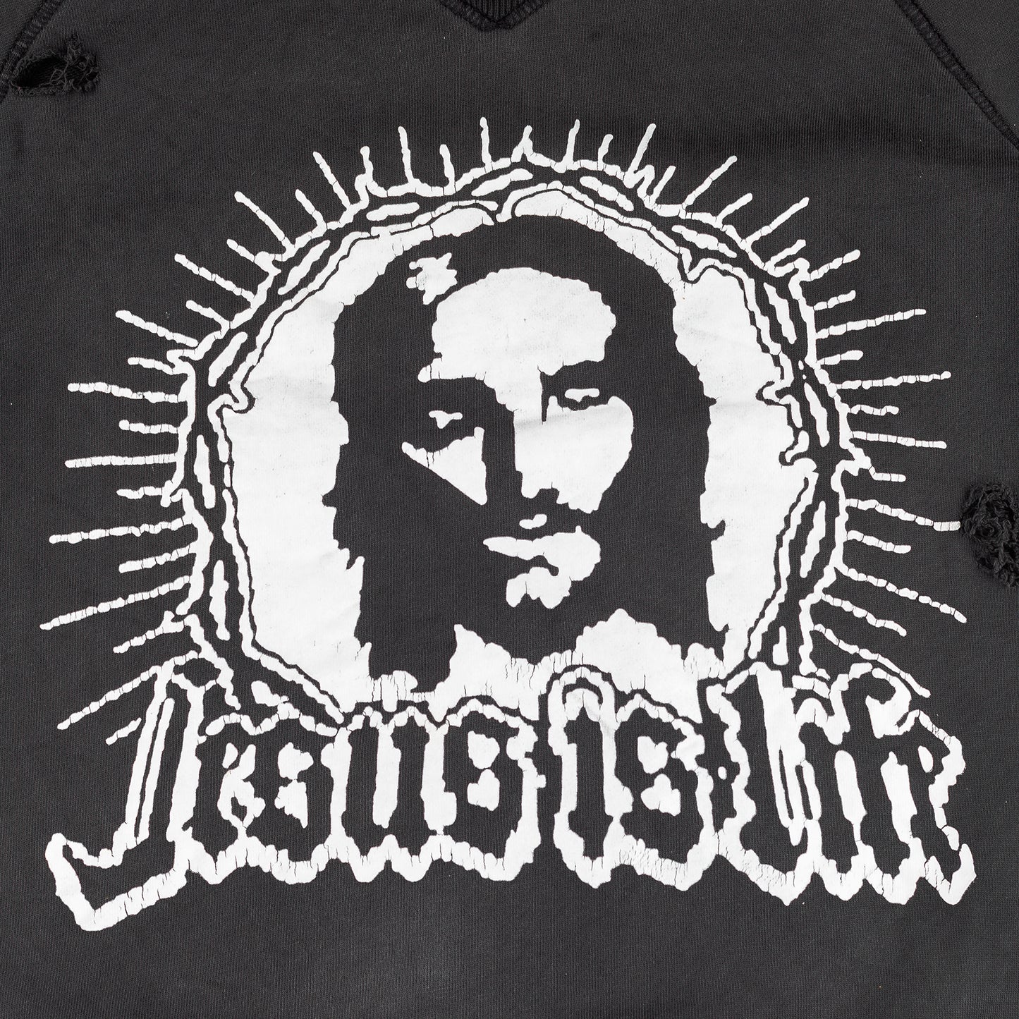DSQUARED2 “Jesus Is Life” Vintage Black Sweatshirt Distressed Top (XL)