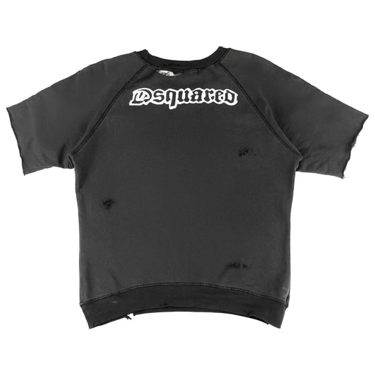 DSQUARED2 “Jesus Is Life” Vintage Black Sweatshirt Distressed Top (XL)