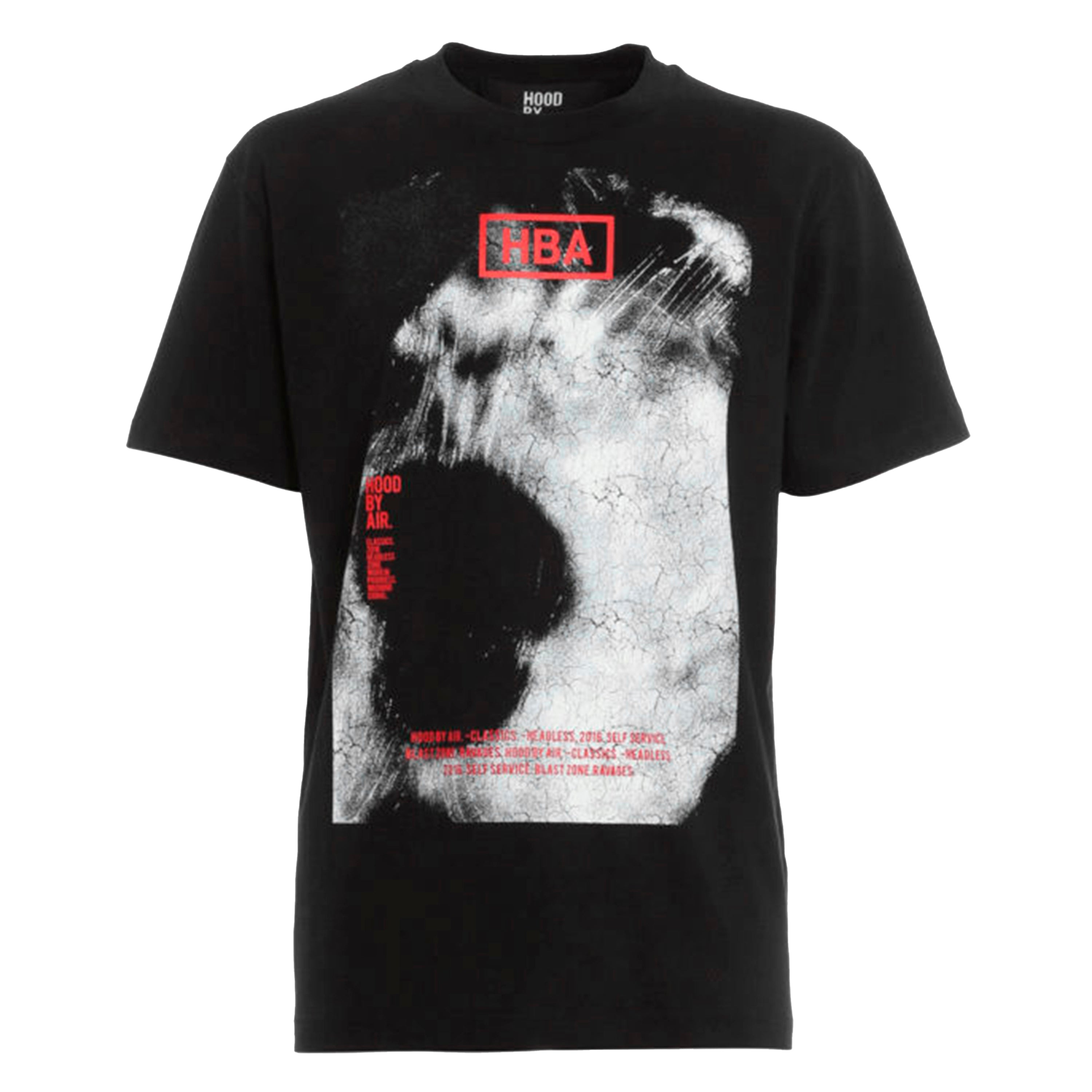 HBA Hood By Air Black Crackle Print T-Shirt (L)