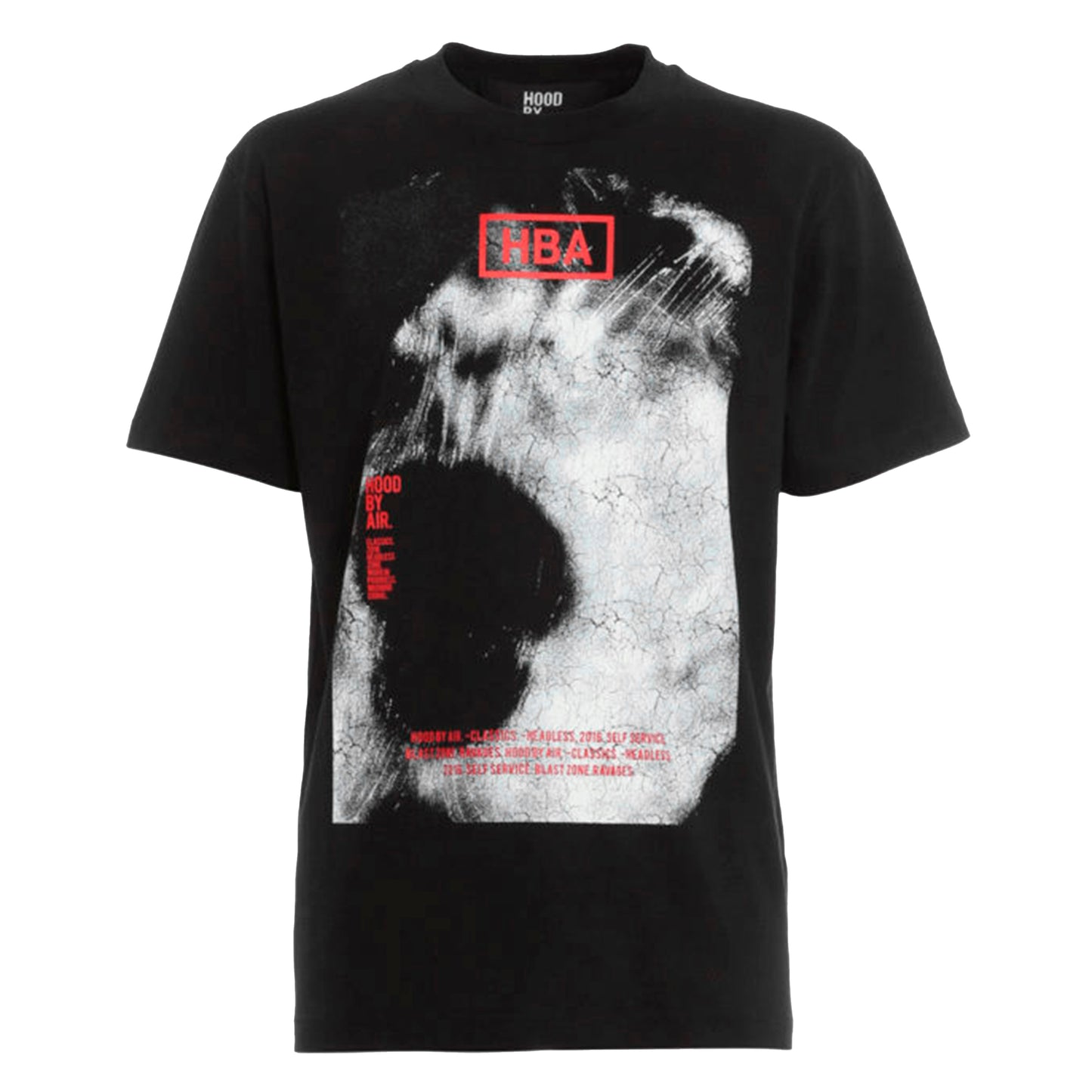 HBA Hood By Air Black Crackle Print T-Shirt (L)