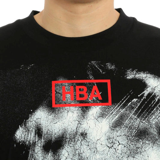 HBA Hood By Air Black Crackle Print T-Shirt (L)