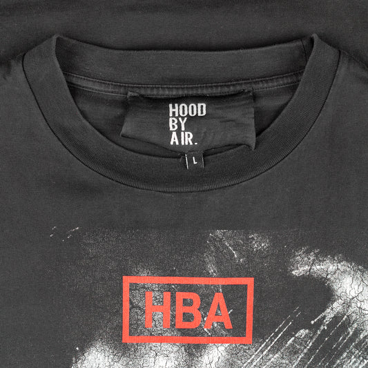 HBA Hood By Air Black Crackle Print T-Shirt (L)
