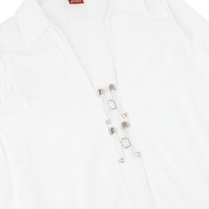 Jean Paul Gaultier Vintage White Shirt with Safety Pin Hook Closures (L)