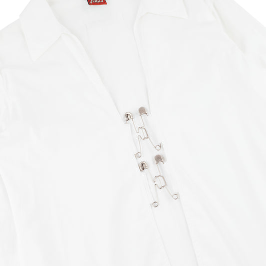 Jean Paul Gaultier Vintage White Shirt with Safety Pin Hook Closures (L)