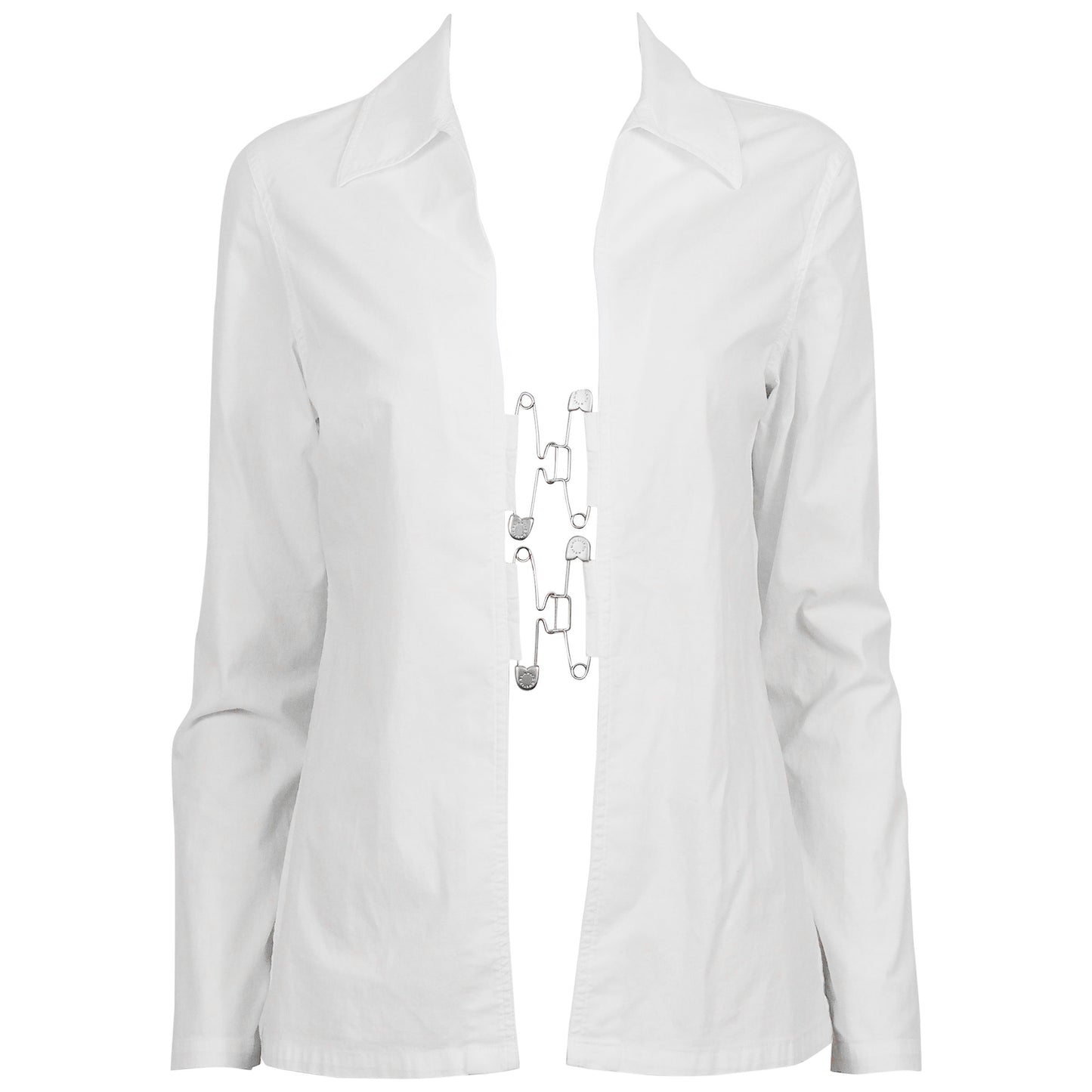 Jean Paul Gaultier Vintage White Shirt with Safety Pin Hook Closures (L)