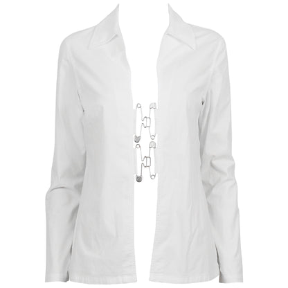 Jean Paul Gaultier Vintage White Shirt with Safety Pin Hook Closures (L)