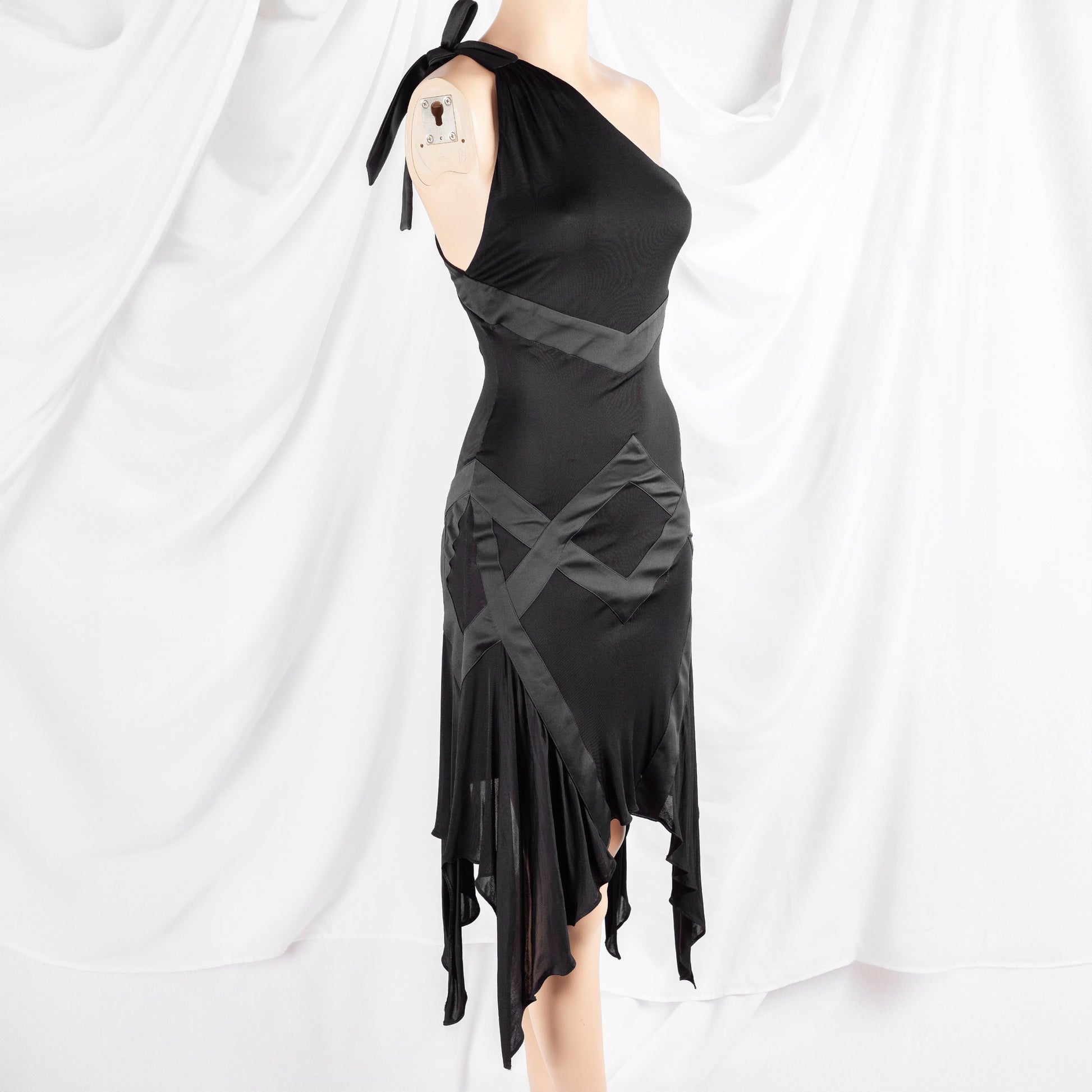 Just Cavalli One Shoulder Black Asymmetrical Dress (S)