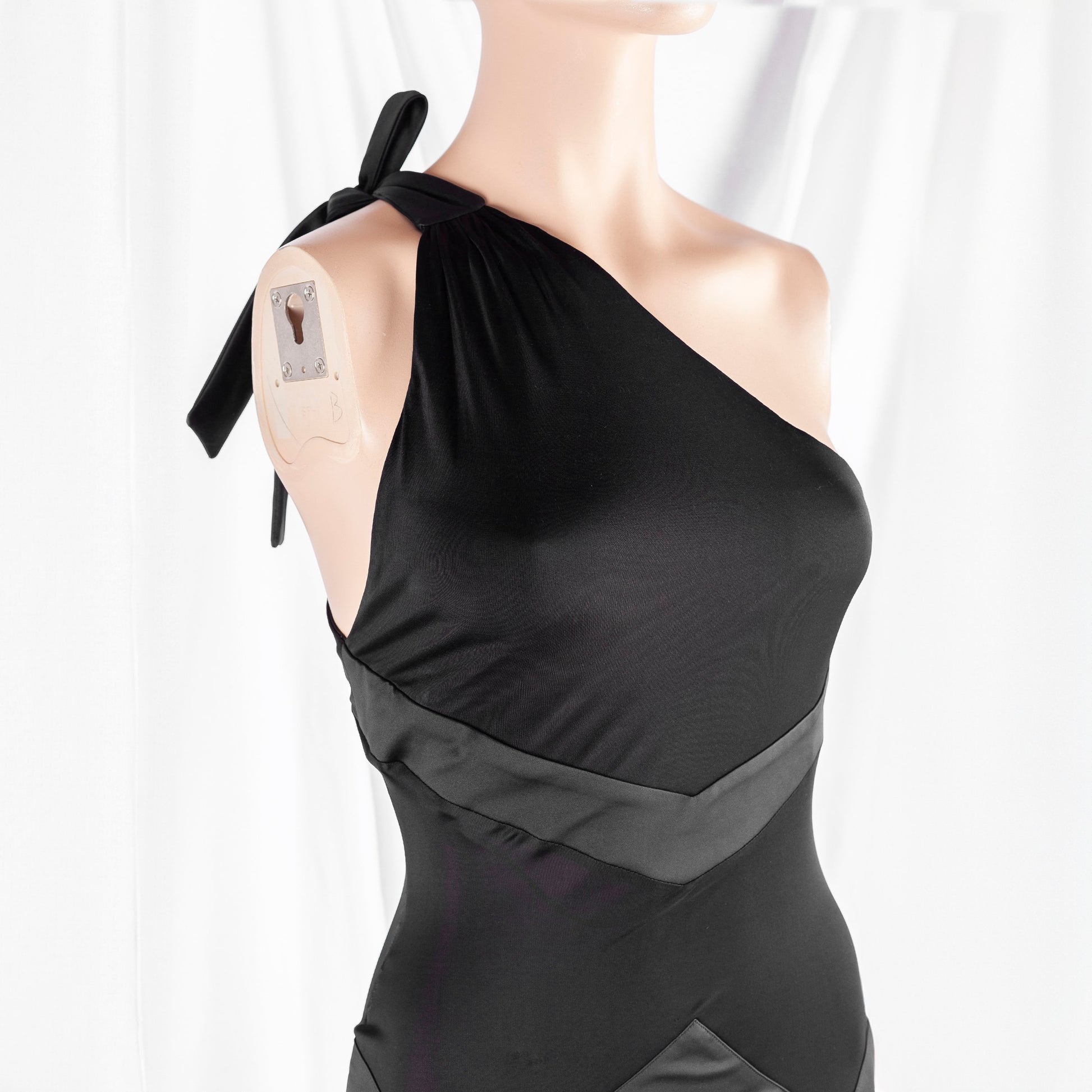 Just Cavalli One Shoulder Black Asymmetrical Dress (S)