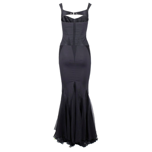 Just Cavalli Black Satin Bustier Mermaid Dress (S)