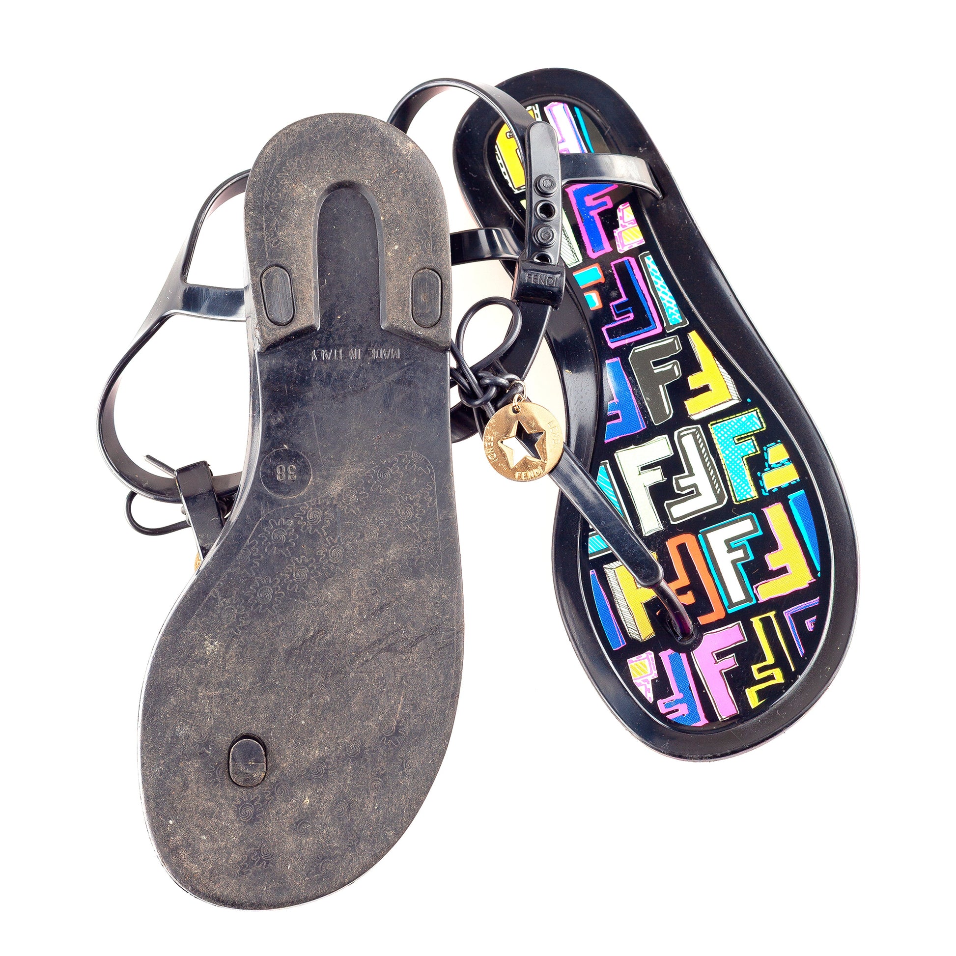 Fendi Zucca Monogram Vintage Jelly Sandals  