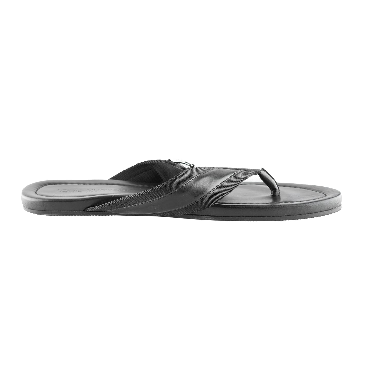 Louis Vuitton Black Thong Leather Logo Sandals