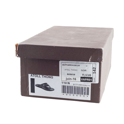 Louis Vuitton Black Thong Leather Logo Sandals  