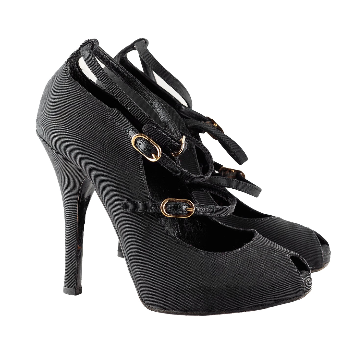 Dolce & Gabbana Black Vintage Ribbed Silk Pumps  