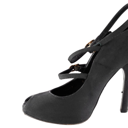 Dolce & Gabbana Black Vintage Ribbed Silk Pumps  