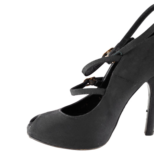 Dolce & Gabbana Black Vintage Ribbed Silk Pumps  