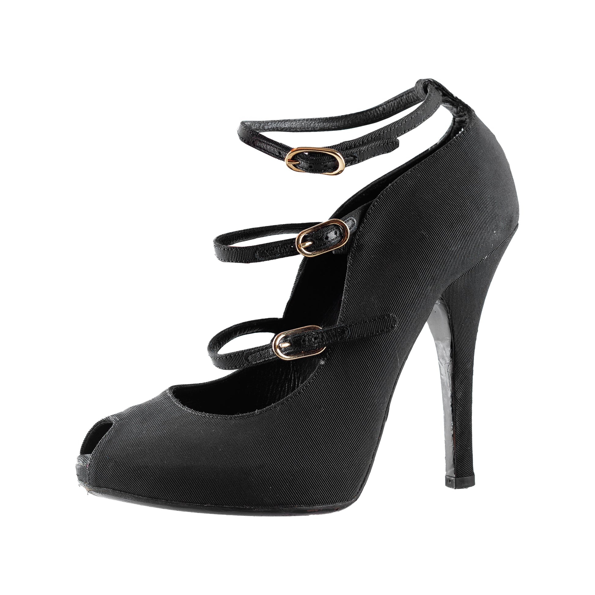 Dolce & Gabbana Black Vintage Ribbed Silk Pumps  