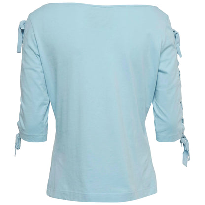 Moschino Couture SS 2018 Blue my Little Pony Print Lace-Up Detail Top