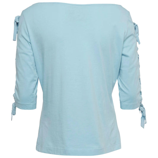 Moschino Couture SS 2018 Blue my Little Pony Print Lace-Up Detail Top