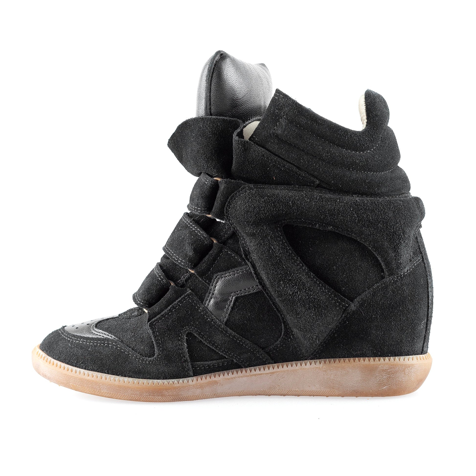 Isabel Marant Bekett Wedge Black Leather Sneakers (39 EU)