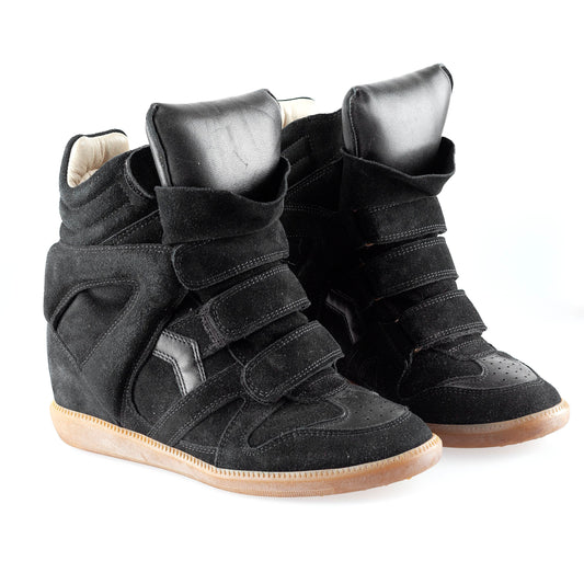 Isabel Marant Bekett Wedge Black Leather Sneakers (39 EU)