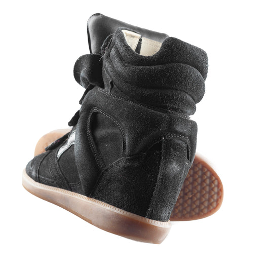 Isabel Marant Bekett Wedge Black Leather Sneakers (37 EU)