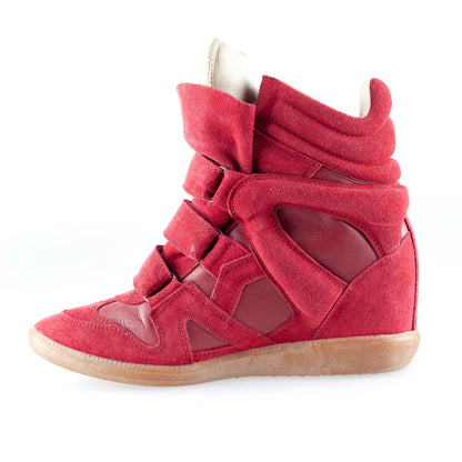 Isabel Marant Bekett Wedge Red Leather Sneakers (39 EU)