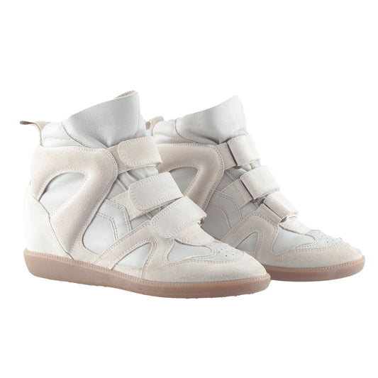 Isabel Marant Bekett Wedge White Beige Leather Sneakers (36 EU)