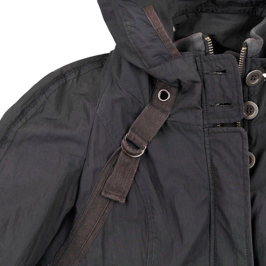 Marithé François Girbaud Bondage Bomber Flight Jacket in Black/Brown.