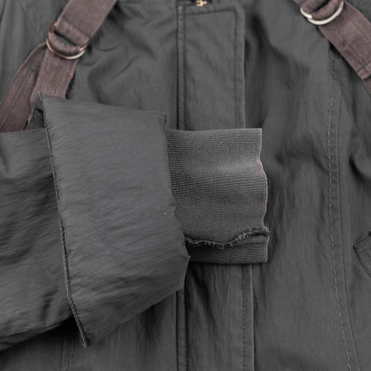 Marithé François Girbaud Bondage Bomber Flight Jacket in Black/Brown.