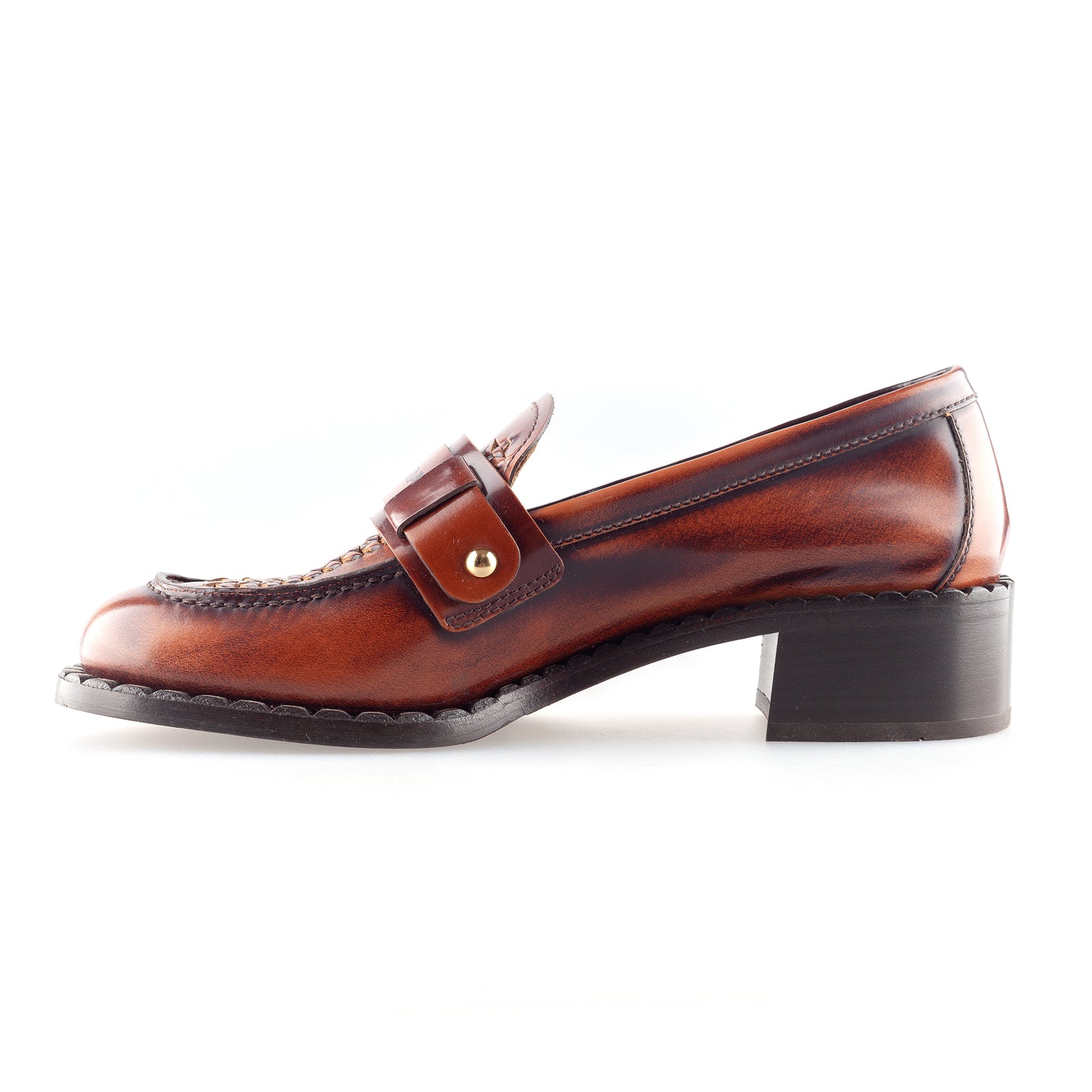 Prada S/S 2020 Ready To Wear Collection Brown Leather Vintage Loafers (38.5 EU)