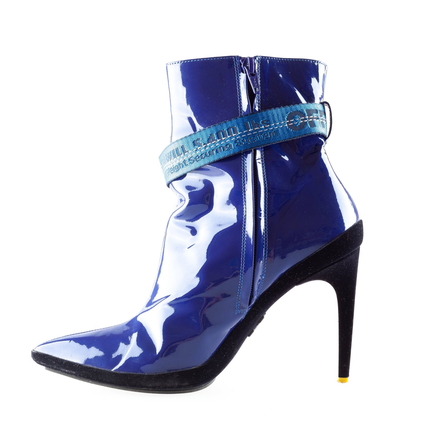 OFF-WHITE 2013 “For Walking” Ankle Boots in Blue With Adjustable Belt Straps