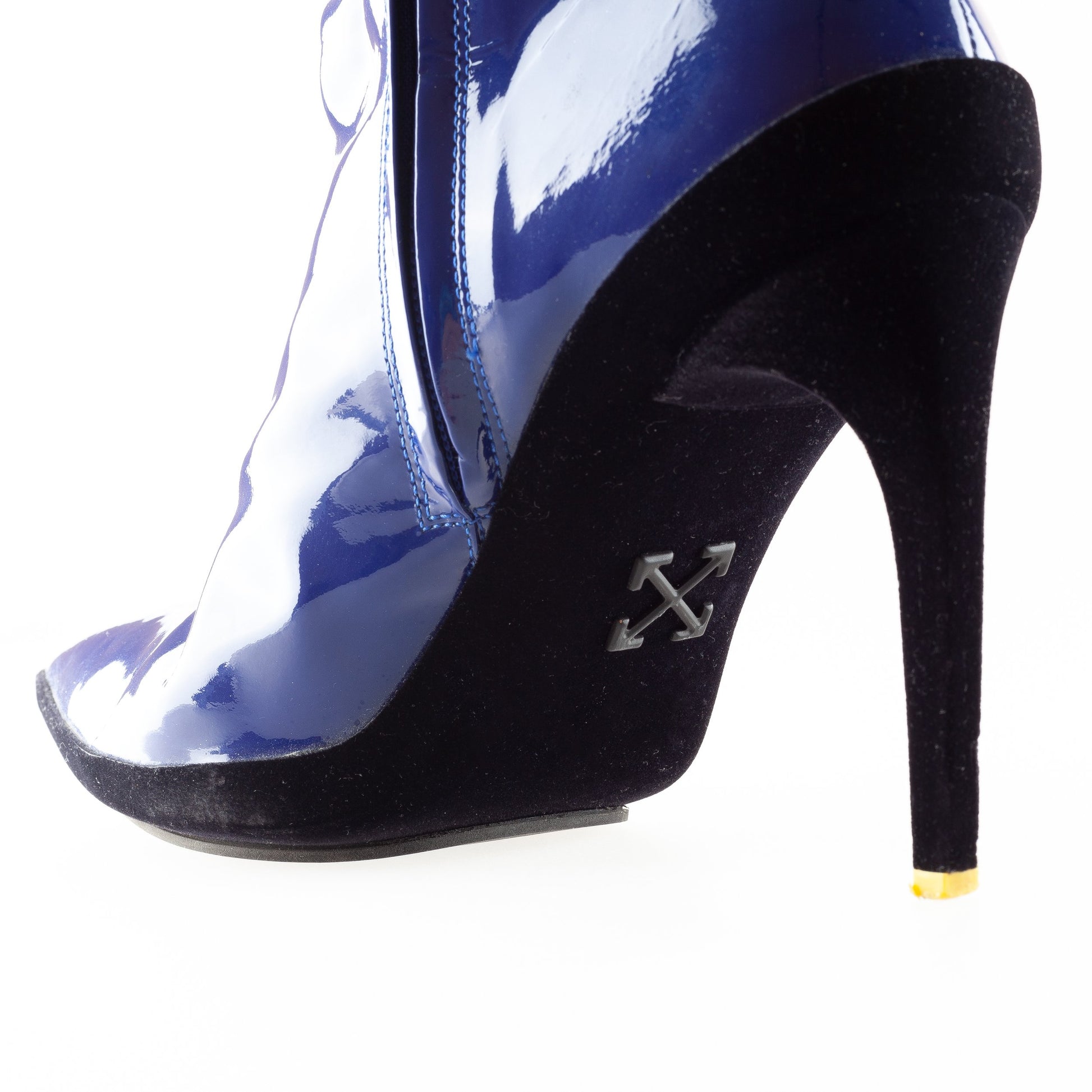 OFF-WHITE 2013 “For Walking” Ankle Boots in Blue With Adjustable Belt Straps