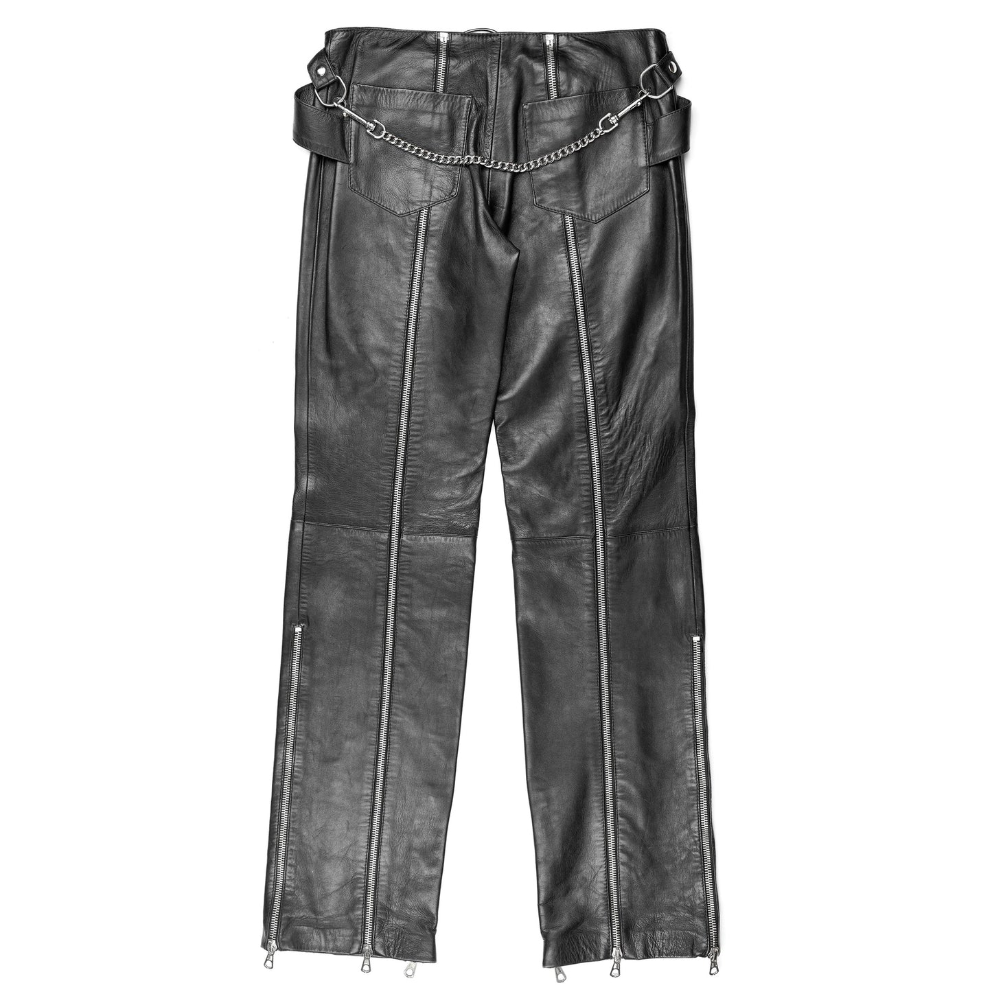 S/S 2003 Dolce & Gabbana ‘Sex and Love’ Bondage Buckle Lambskin Leather Zip Pants (L)