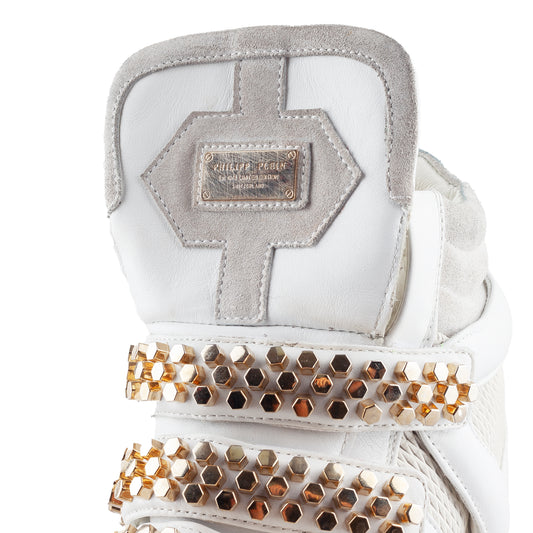 Philipp Plein White Wedge Studded Sneakers (36 IT/37 EU)