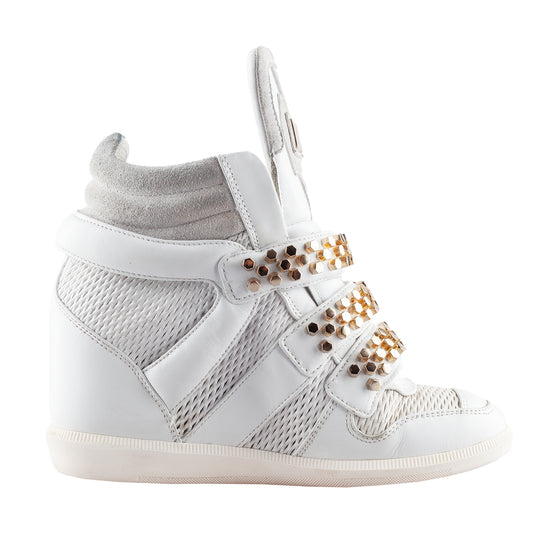 Philipp Plein White Wedge Studded Sneakers (36 IT/37 EU)