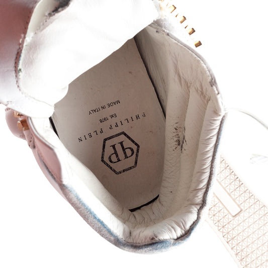 Philipp Plein White Wedge Studded Sneakers (36 IT/37 EU)