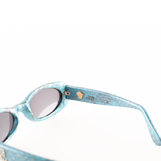 Gianni Versace Blue Snake Skin Oval Sunglasses (RARE)
