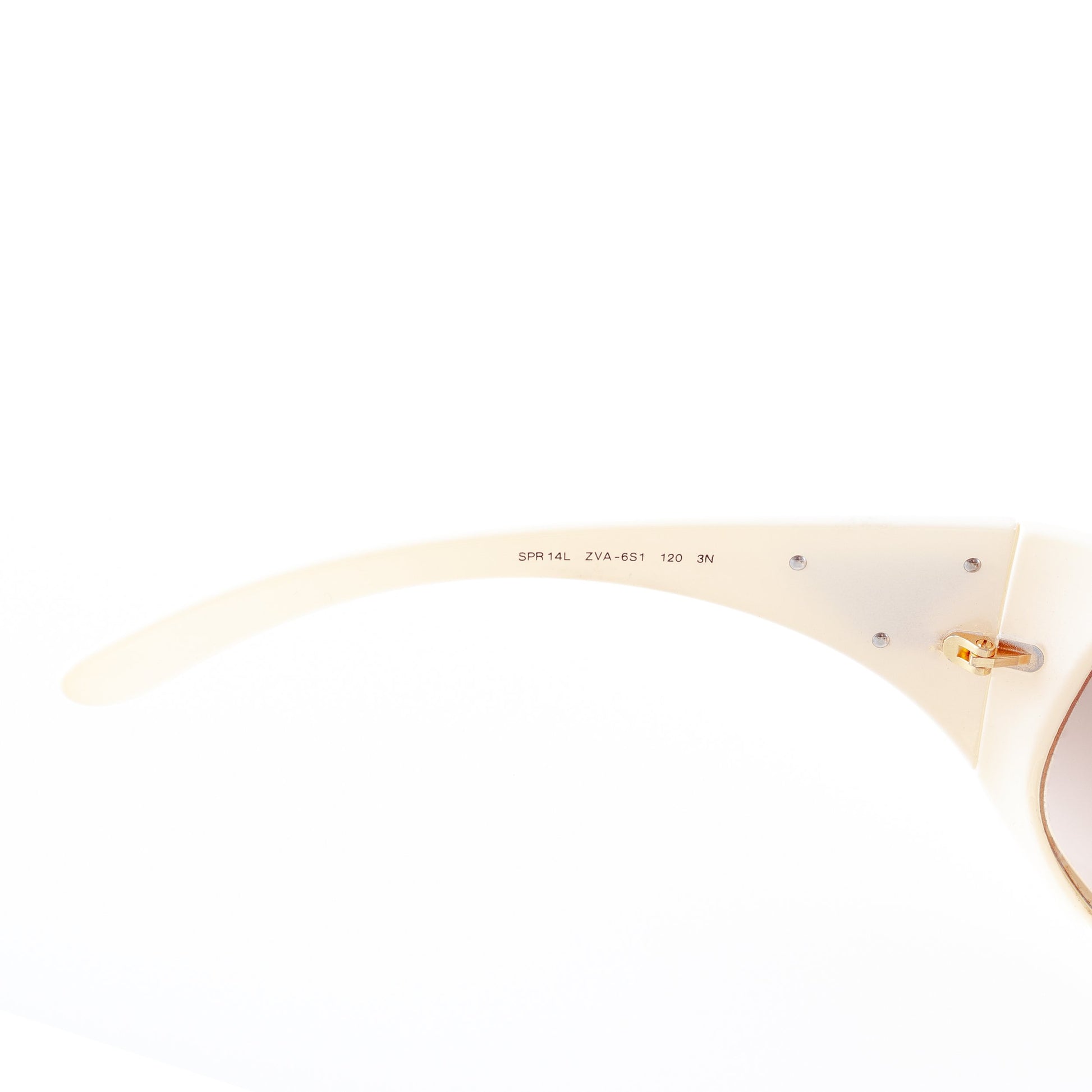 Prada SPR14L Triangle Logo White Beige Sunglasses