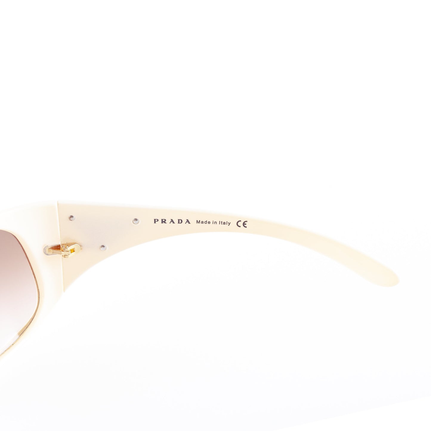 Prada SPR14L Triangle Logo White Beige Sunglasses