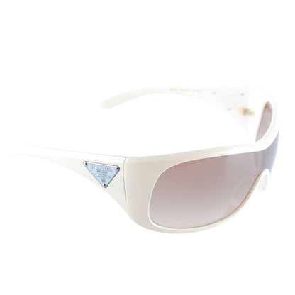 Prada SPR14L Triangle Logo White Beige Sunglasses