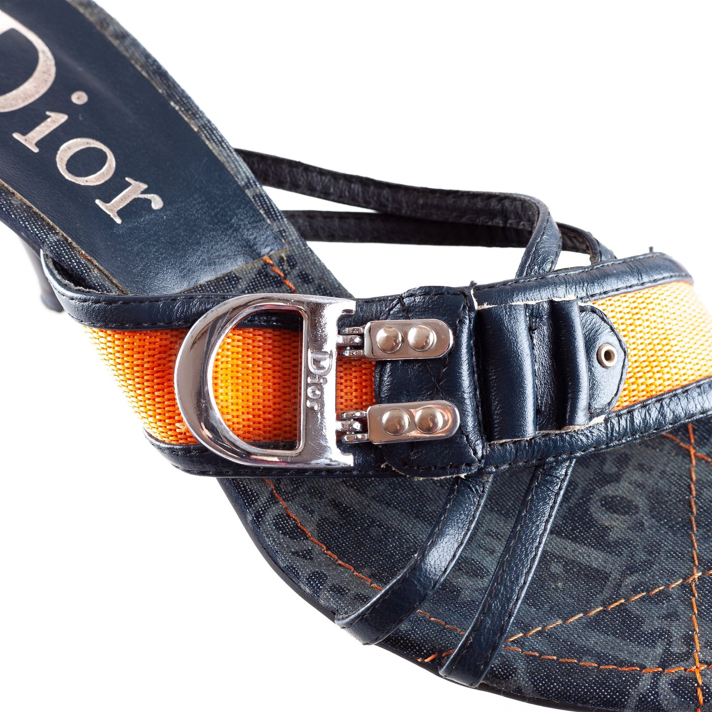 Christian Dior “Remove Before Flight” Monogram Denim Heels