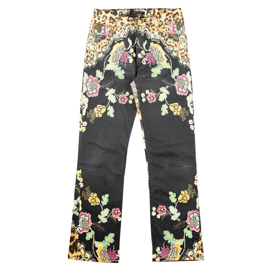 Roberto Cavalli S/S 2003 Floral Chinoiserie Leopard Jeans